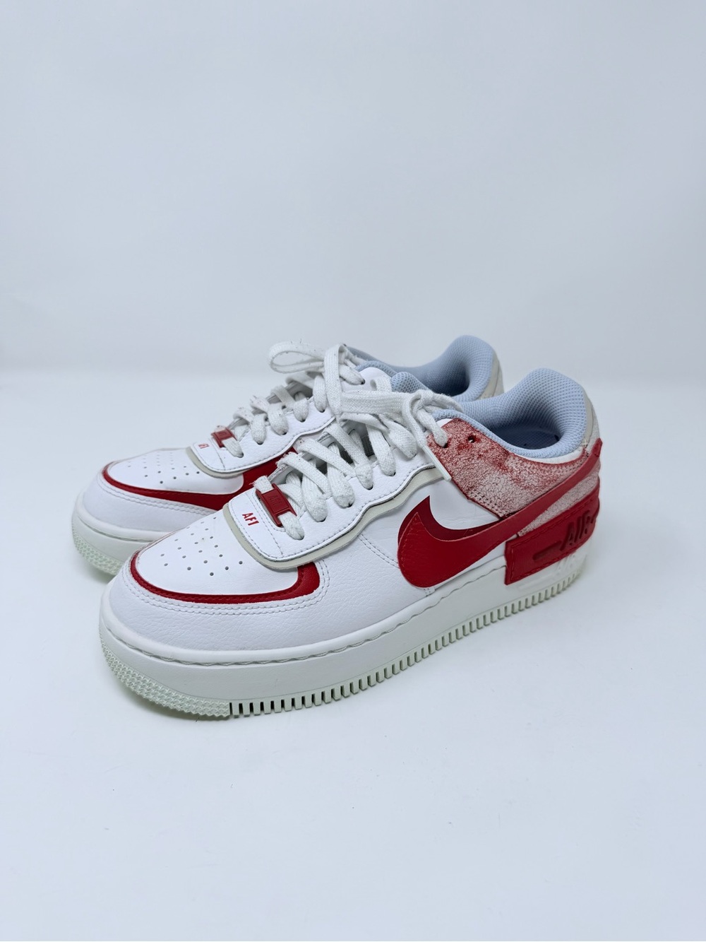 Nike White and Red Women's Air Force 1 Low-Top Sneakers